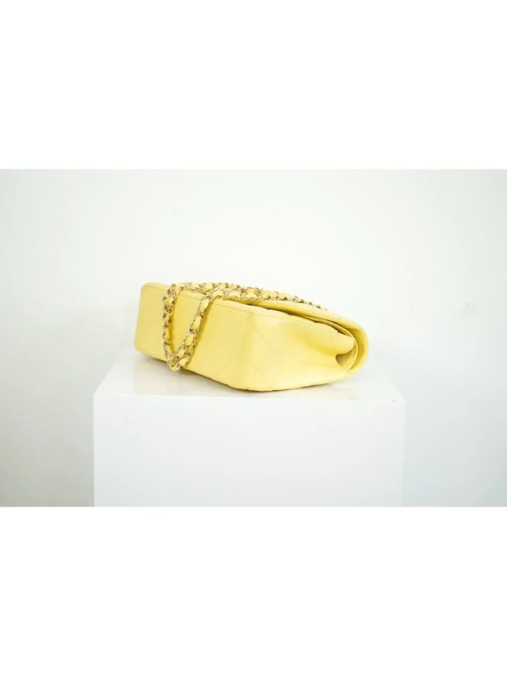 Chanel Flap Caviar Large Double Flap Yellow Full Set